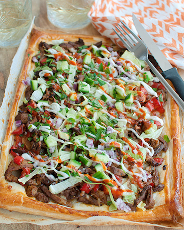 Bizar lekkere plaattaart met shoarma