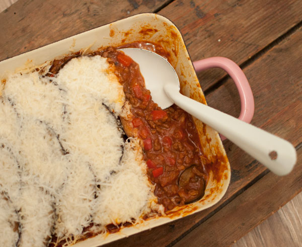 ovenschotel met aubergine en lamsgehakt