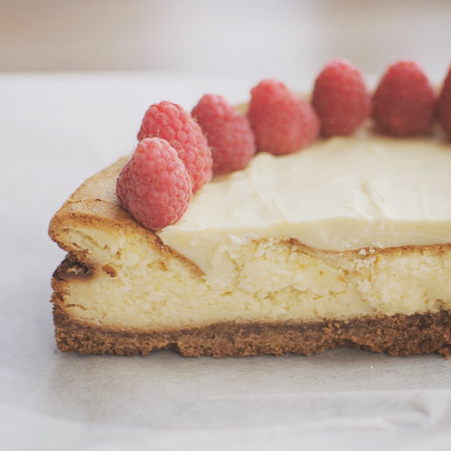 Cheesecake met witte chocola en frambozen