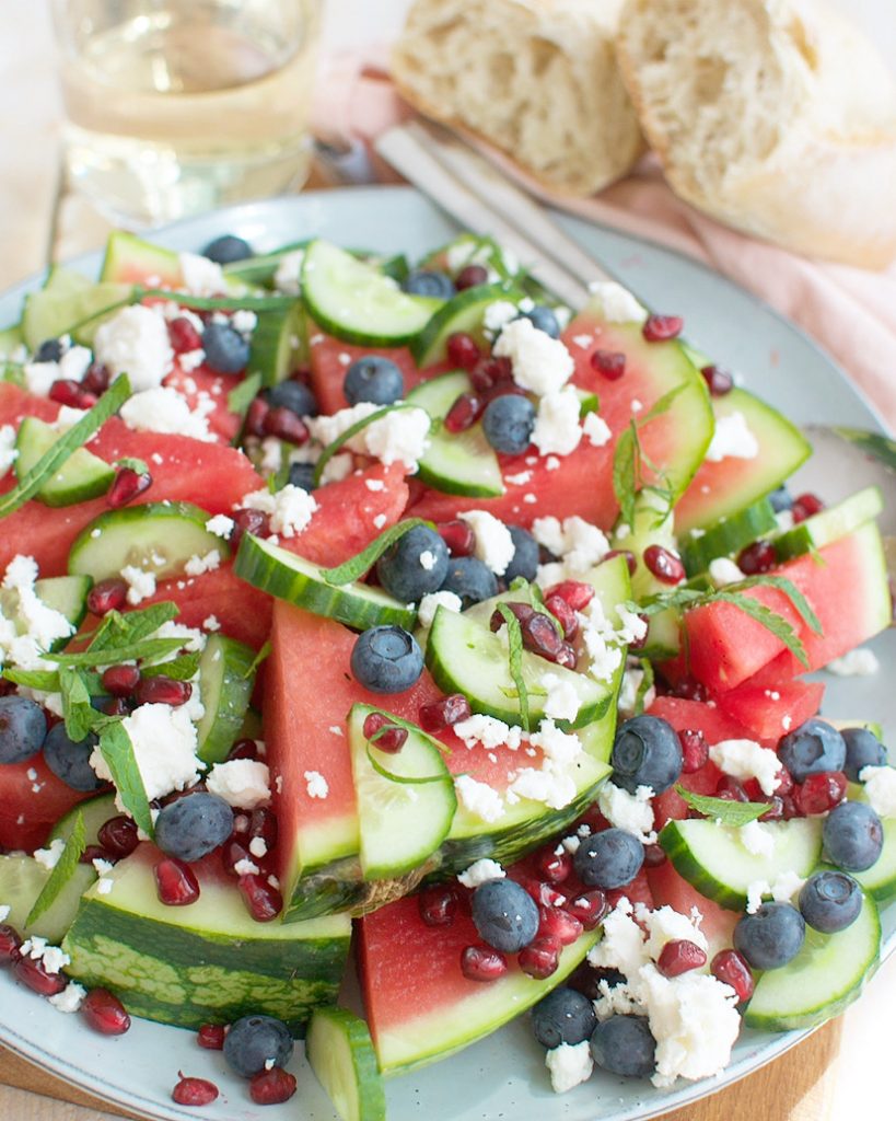 watermeloensalade met komkommer en feta