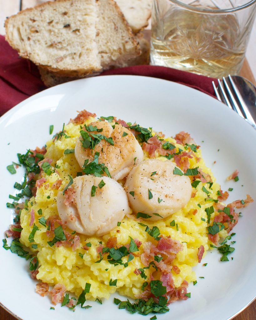 Risotto met saffraan en coquilles
