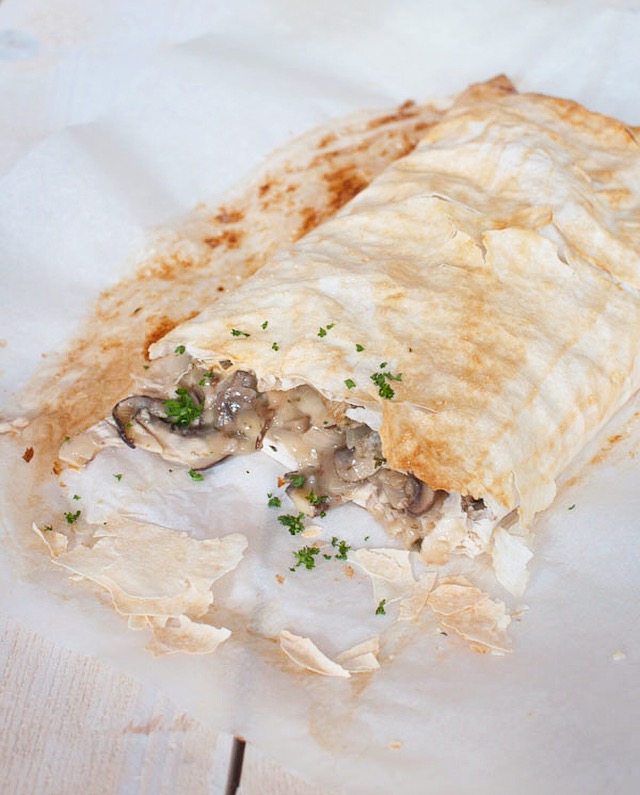 Vegetarische paddenstoelen strudel
