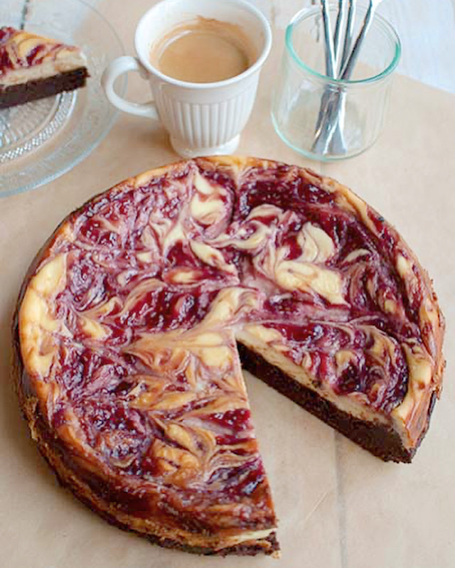 Brownietaart met cheesecaketopping