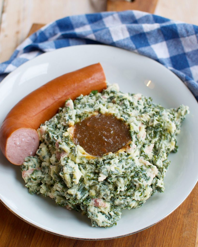 stamppot boerenkool met spekjes en rookworst