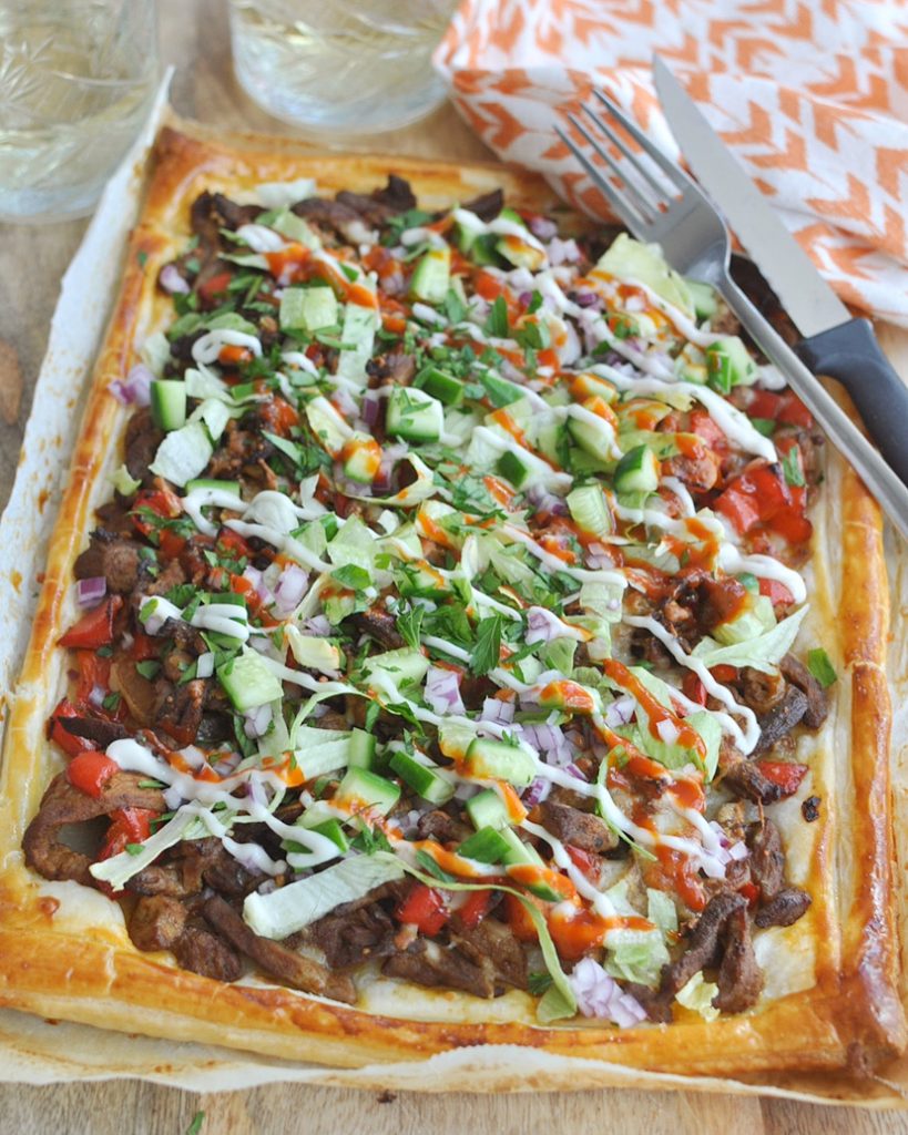 Bizar lekkere plaattaart met shoarma