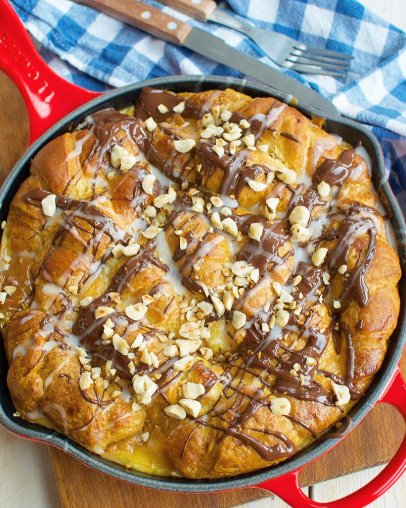 Croissant broodpudding met chocola