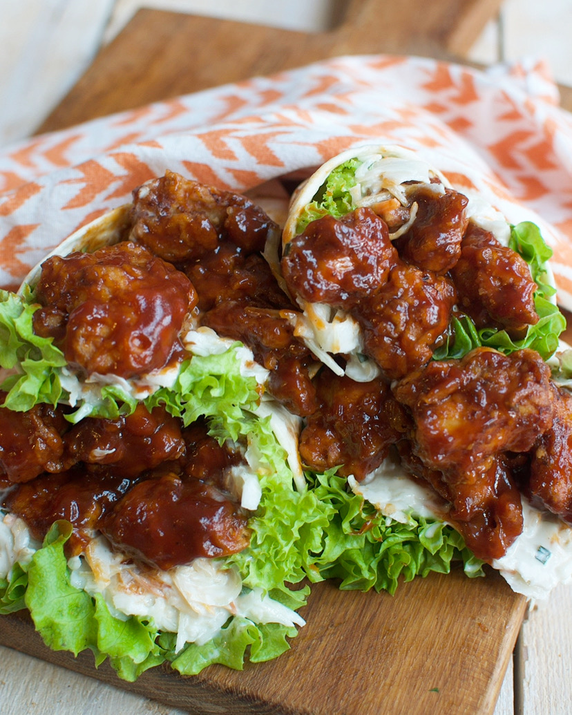 Wraps met krokante barbecue kip