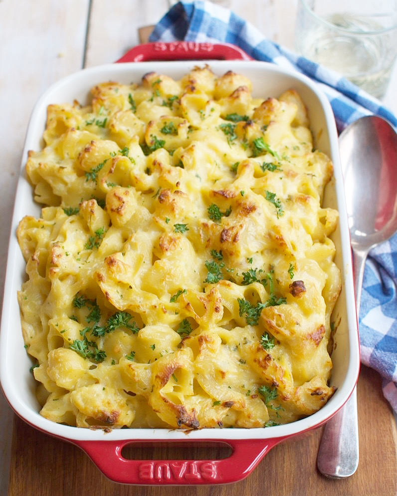 Mac and cheese met verstopte bloemkool